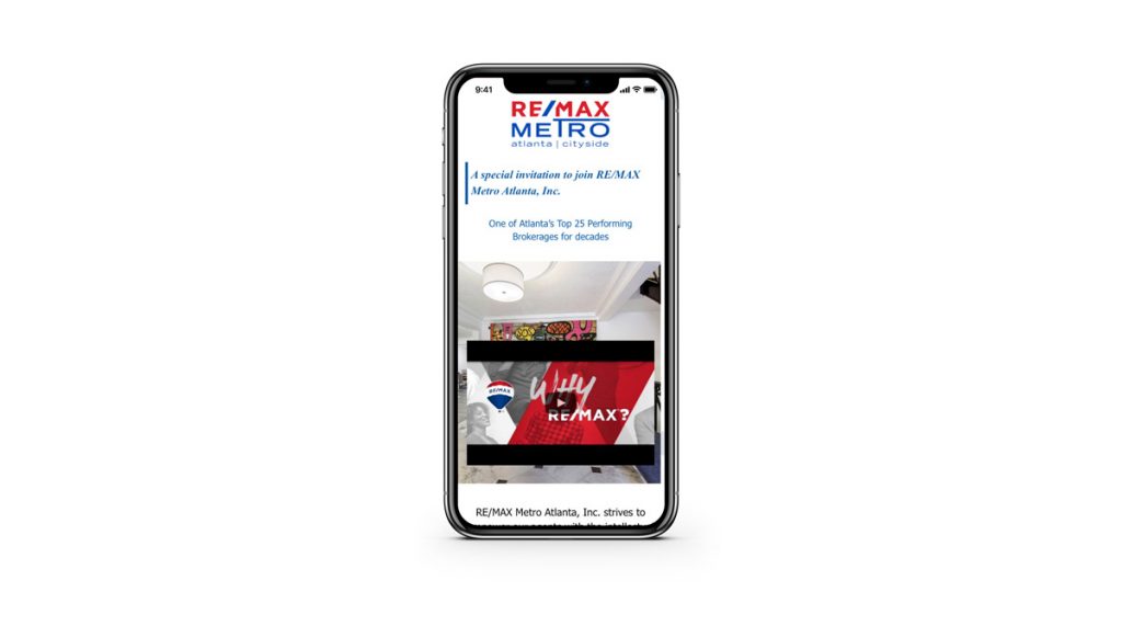 Re/Max landing page on mobile device