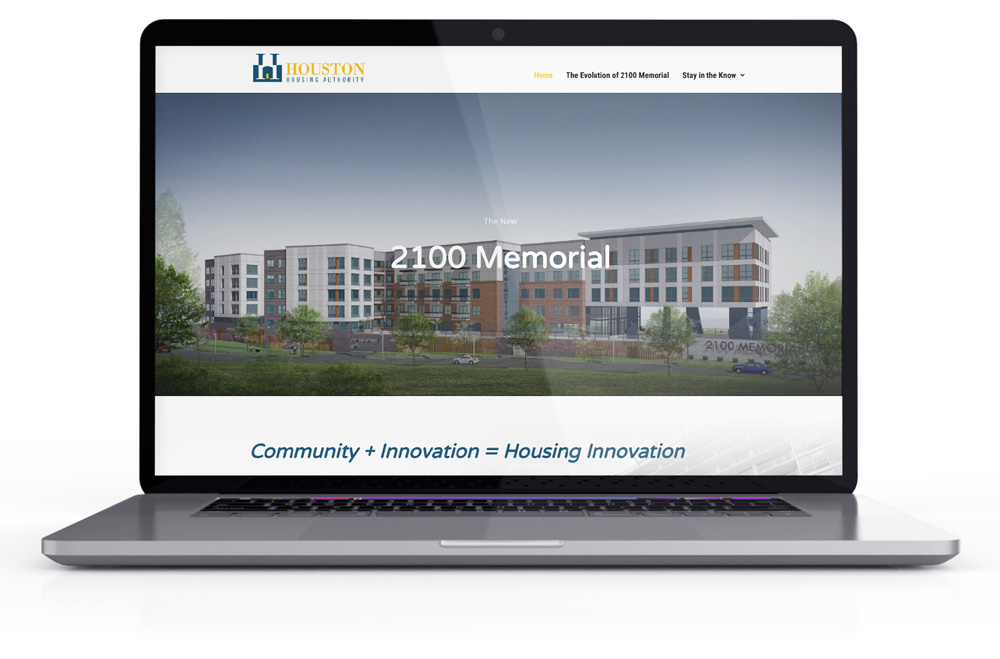 Homepage of The New 2100 memorial on laptop